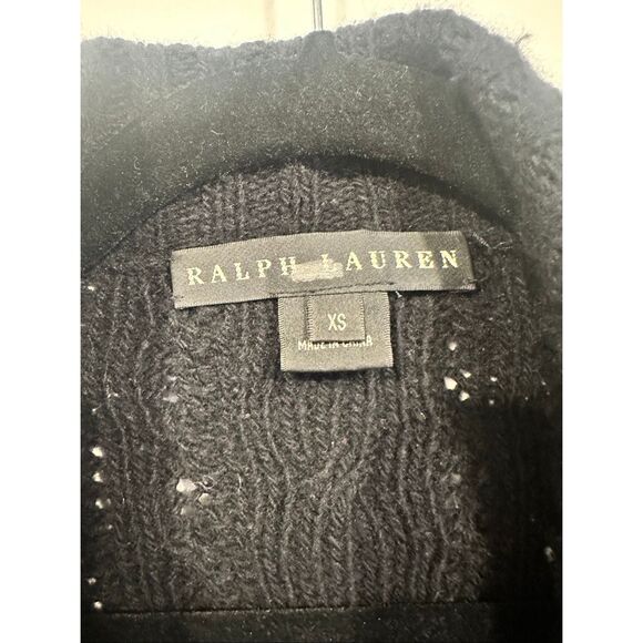 Ralph Lauren Black Label Cable Knit Cashmere Wool Black Shaw/ Cardigan, size XS - Picture 4 of 9